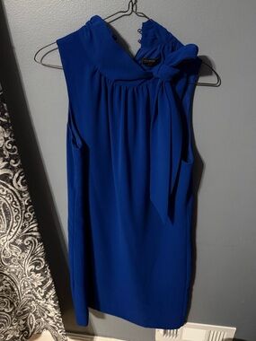 Ann Taylor Sleeveless Bow-Neck Shift Dress - Royal Blue